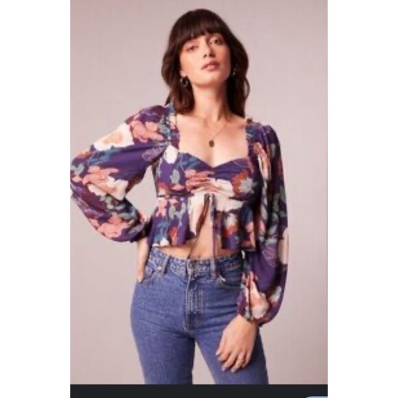 NWT small Floriane floral ruched crop top - Picture 1 of 5